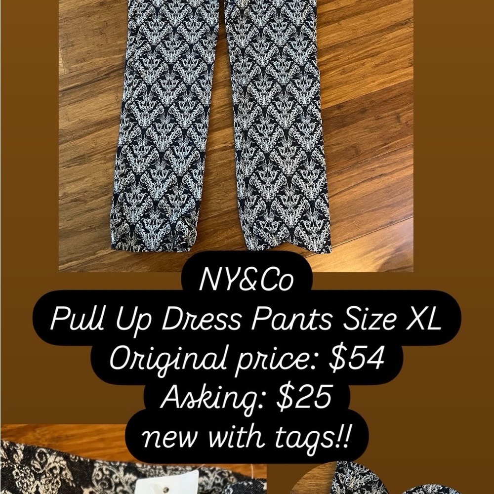 NY&Co Black and White Patterned Pants